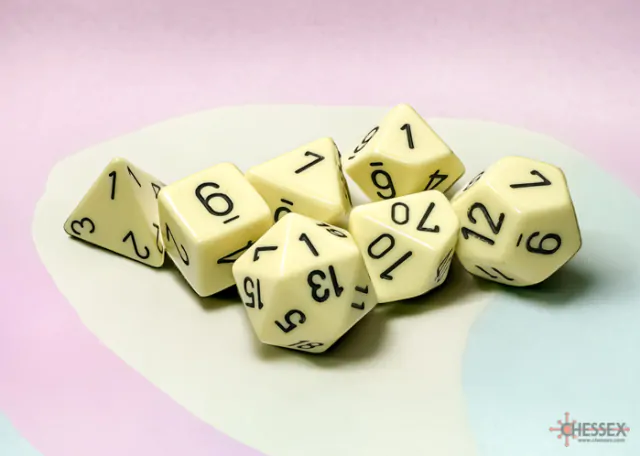 Opaque Pastel Yellow/Black Polyhedral 7 Die Set